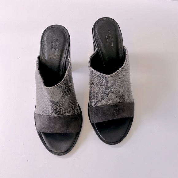 Rag & Bone 'Tristan' Suede Snake Print Leather Mule Sandals, Black, size 6.5 - Picture 4 of 16